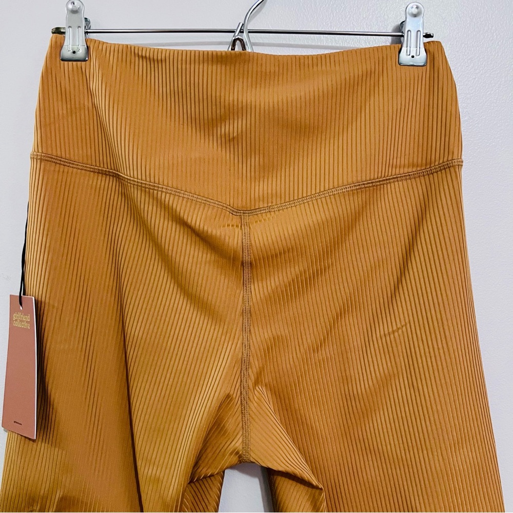 NWT Girlfriend Collective Rib Paloma Bra & Rib Bike Shorts Set in Toffee Brown - Picture 12 of 16